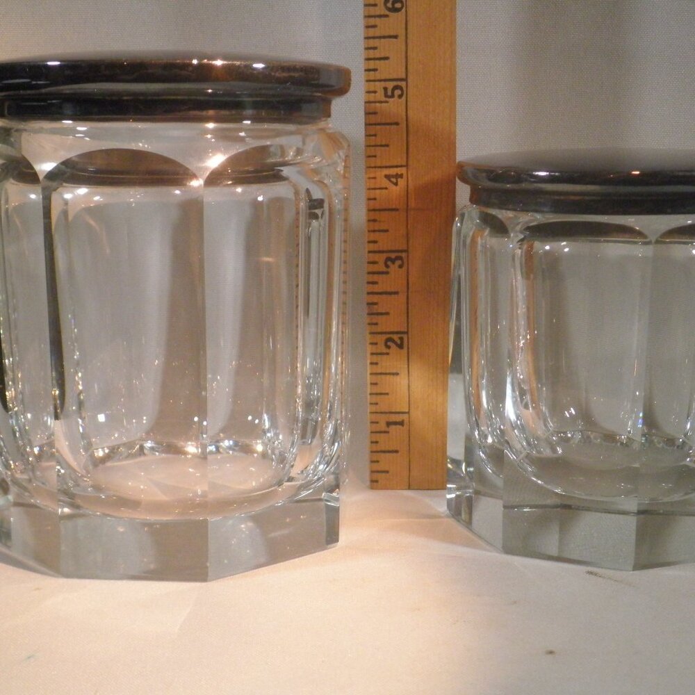 Vintage De Martus Octagonal Crystal Vanity Jars - Set of 2